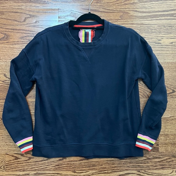 Boden navy sweatshirt with rainbow trim - Picture 4 of 6